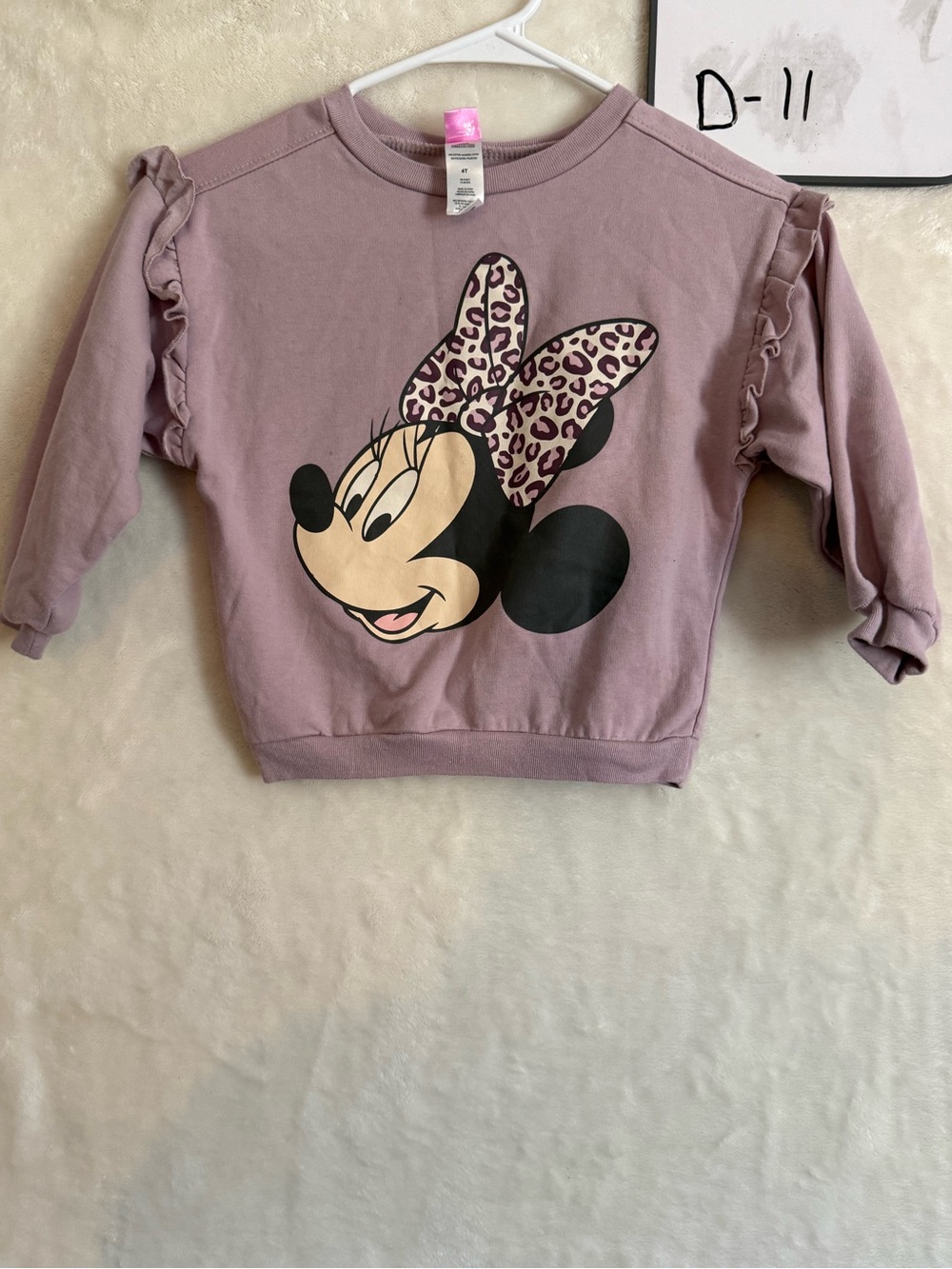 Disney Girls' Mauve Minnie Sweatshirt with Leopard Bow